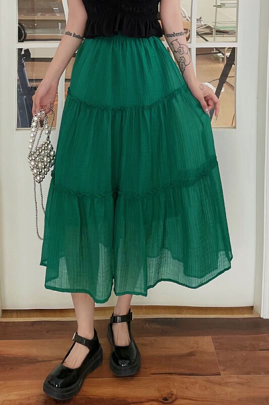 [love in clothes] high waist, slim design, stitching, ear edge pleated skirt 605# Cl