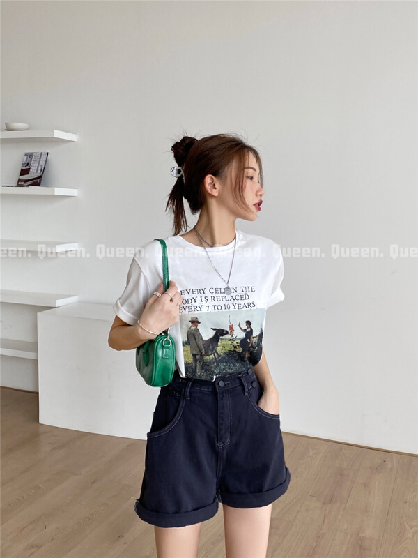 New in early summer! [queen1] Korean simple and versatile denim shorts ys1-331# ozq