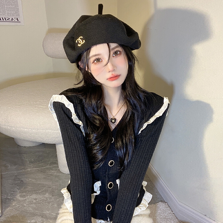 New year in early spring! [pan] pure desire sexy V-neck fungus edge chic high-grade sense knitted cardigan 00238# PCZ