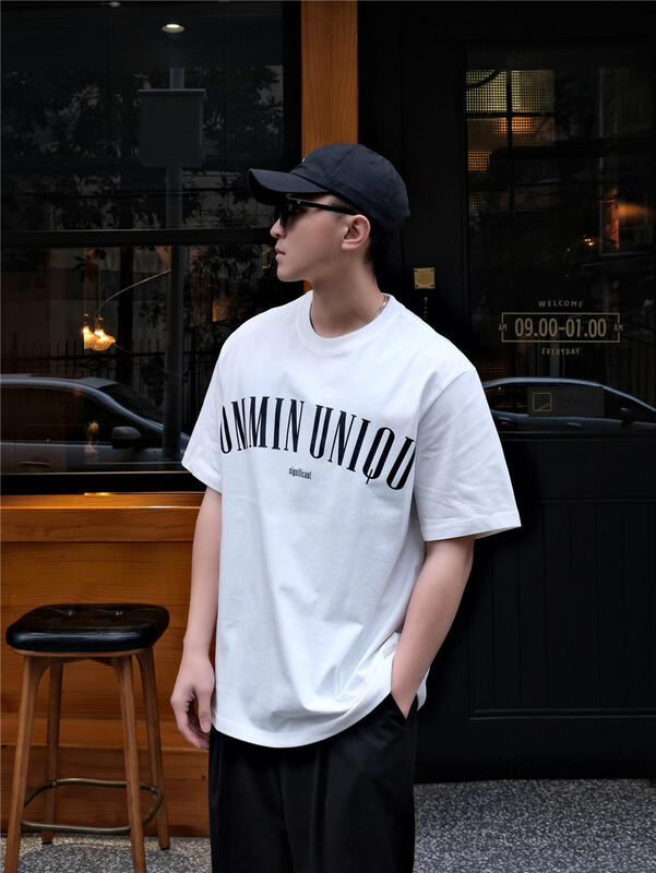 goods in stock! New year in early spring! [quick simple] round neck lettered print Korean comfortable breathable micro wide short sleeve T-shirt 22038# ZZL