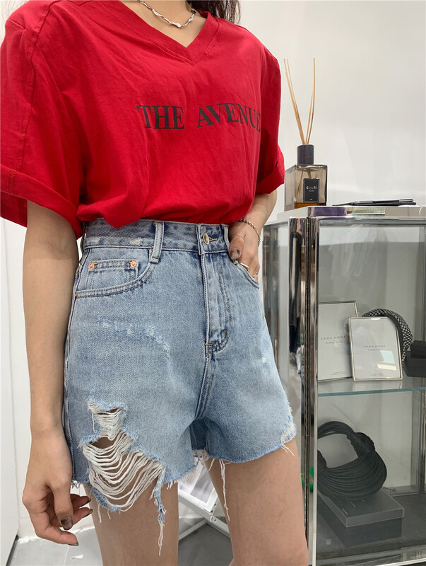 New in early summer! [t-platform] high waist wear design denim shorts 8310# zxx
