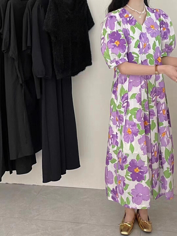 [RS] V-neck floral dress rs1635# XYY