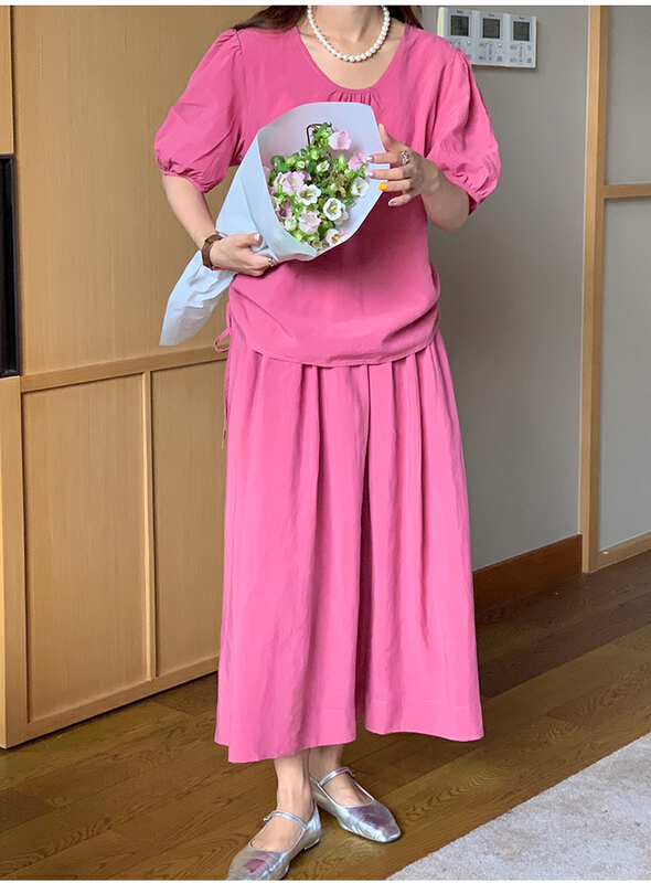 [the mind] Korean version rubber band waist solid color versatile skirt 60302-1# XYJ