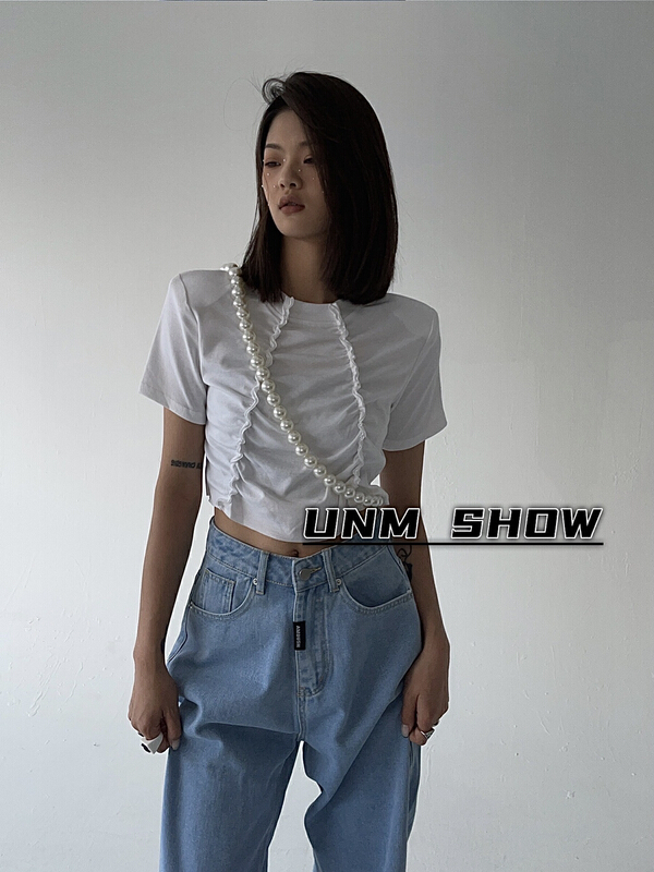 [unm-show] simple solid color versatile short sleeve T-shirt 6057# WTT