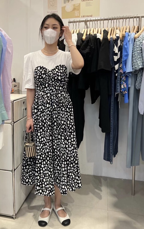 New in early summer! [M queen] Korean Vintage stitched dress 6270# HBx