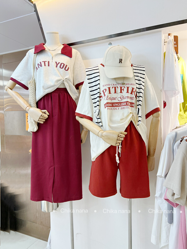 New in early summer! [Yi Jia Yi] Korean casual loose short sleeve T-shirt + versatile casual Shorts Set 621# cqw