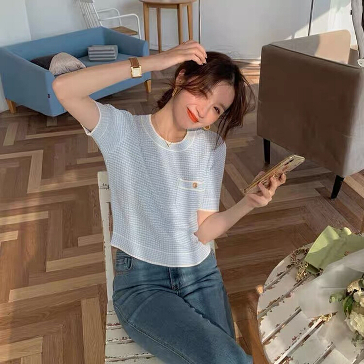 New year in early spring! [strawberry] round neck small fragrance color matching sweater ys1-s835# L
