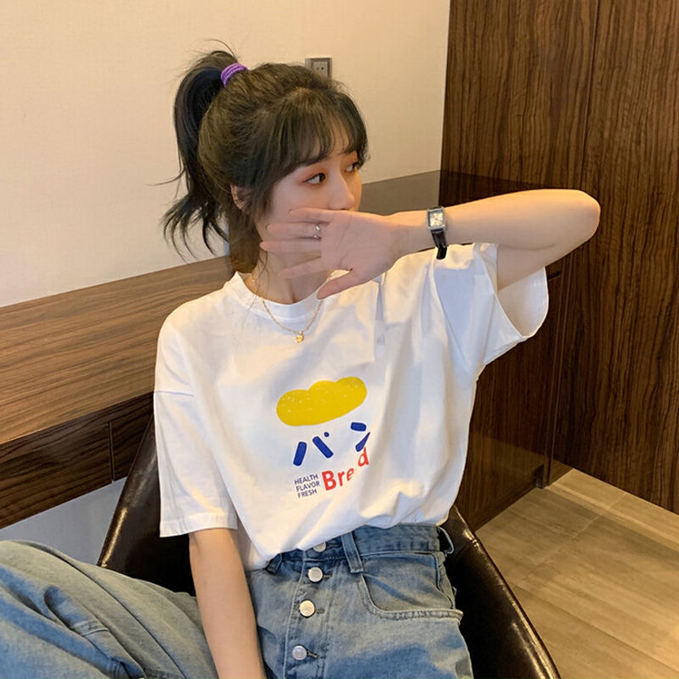[three thousand gold] casual simple printed short sleeve T-shirt 8079# ll