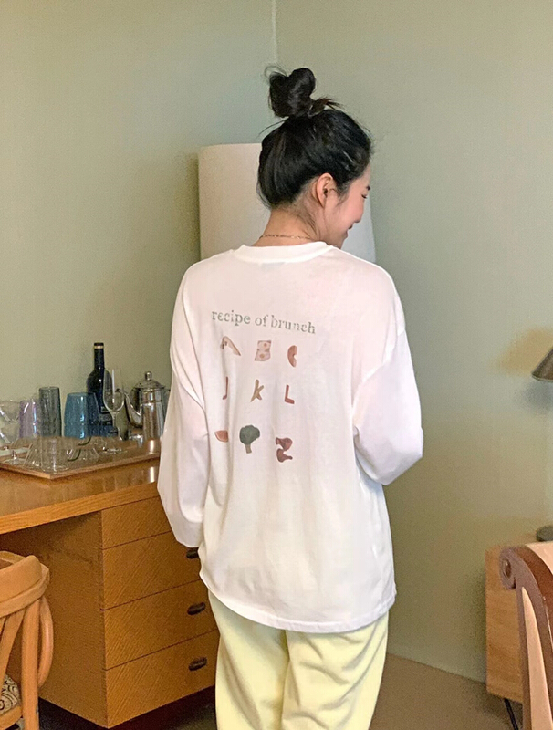 New in early summer! [love] casual Korean back printed sunscreen long sleeved T-shirt z0785# HBx