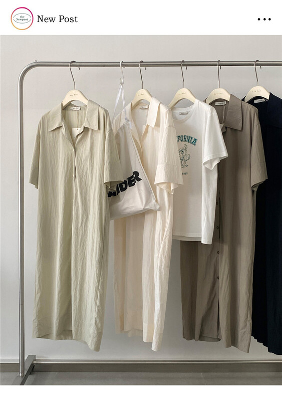 [new post] Korean version solid color loose polo collar dress (with belt) 3315-b2# cqw