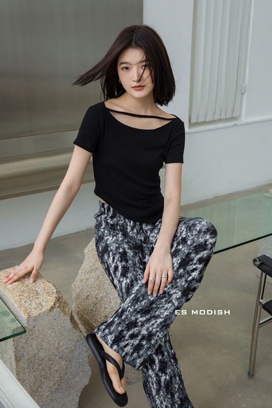 [es modish] simple solid color versatile blouse bl1666# XYJ