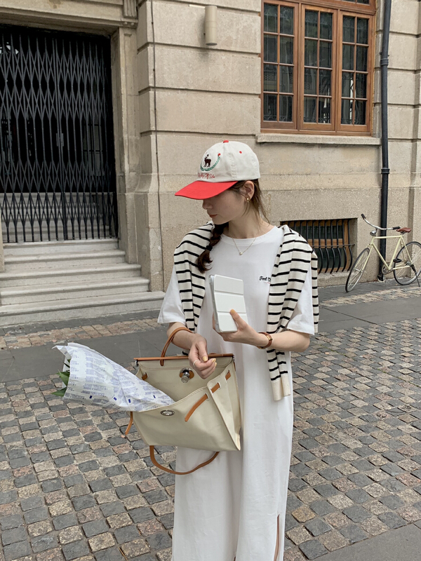 New in early summer! [T.G] round neck short sleeve lettered print dress 17177# cqw