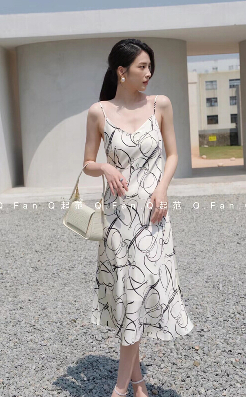New in early summer! [style] Chiffon print suspender dress 7897# JJ