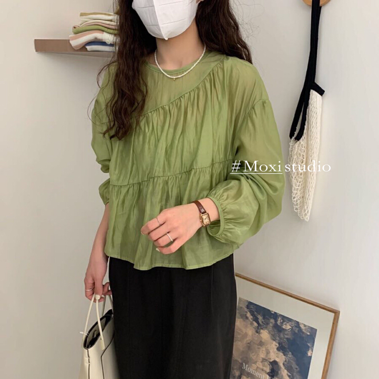 goods in stock! New in early summer! [Moxi] simple, fresh and comfortable shirt (with suspender) 6789# XJ