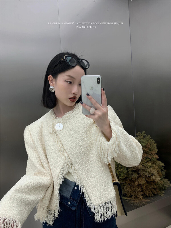goods in stock! New year in early spring! [DT class] Korean round neck tassel Xiaoxiang short coat 4347# jhy