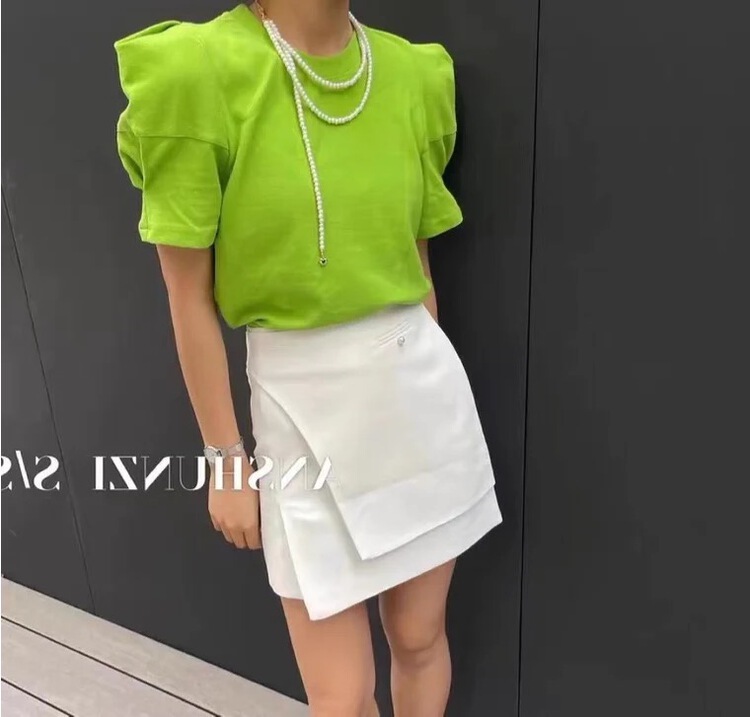 New in early summer! 【S】 Korean pearl accessories solid color versatile short sleeve T-shirt (with necklace) 501# WTT