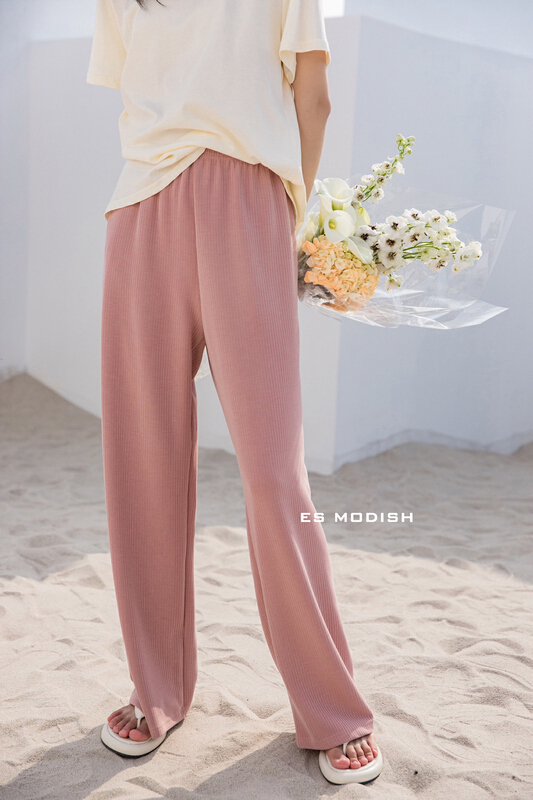 New in early summer! [es modish] vertical pit wide leg solid color casual pants sl1629# XYJ