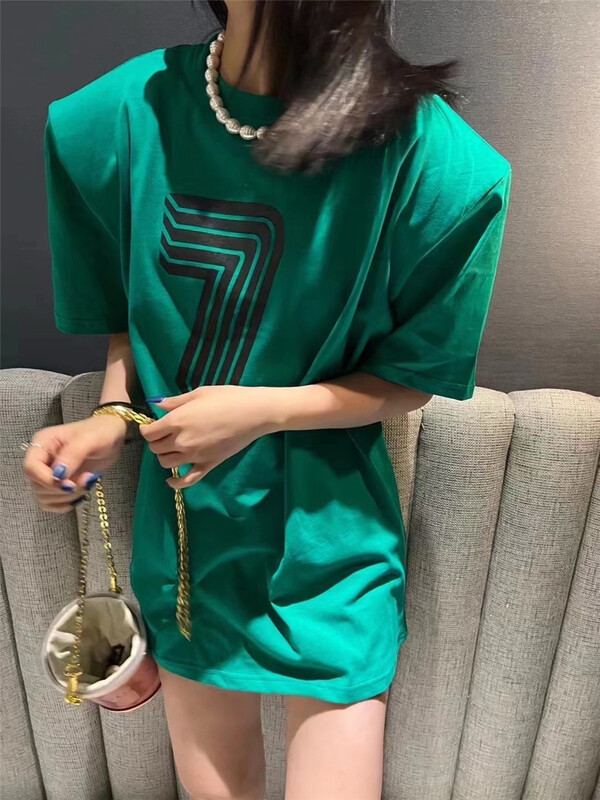 New in early summer! [Yan Zhen] casual letter printed loose Pullover short sleeve T-shirt 98209# PCZ