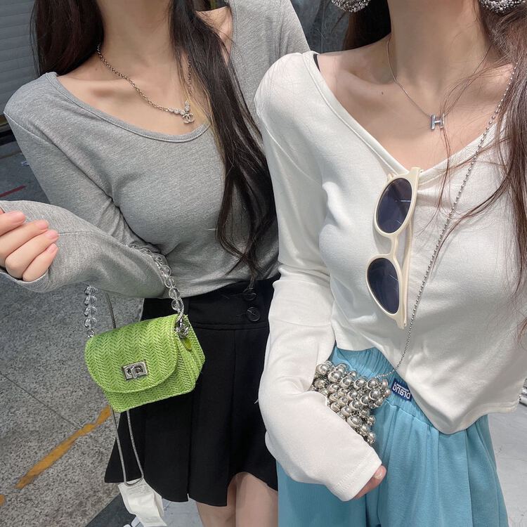 現貨!早春上新！【MISS KOREA】純欲百搭顯瘦長袖T恤  6110#  HBX