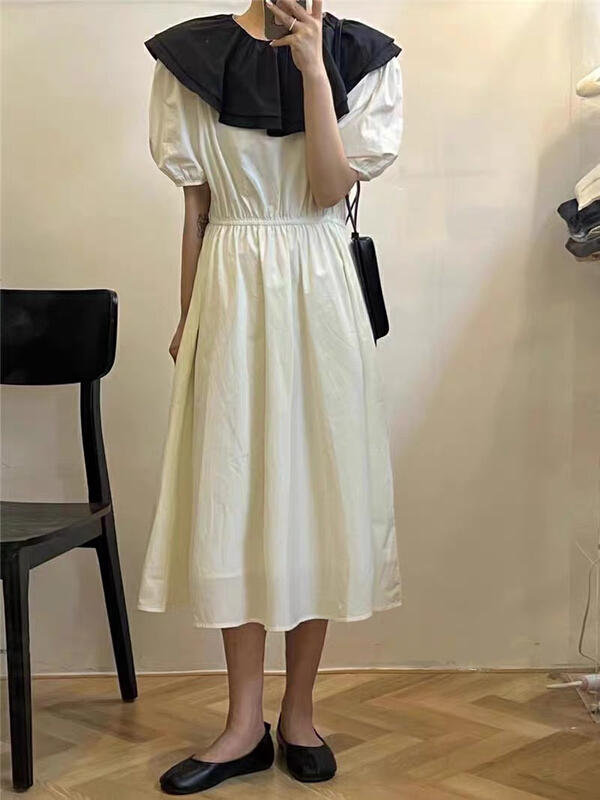 New in early summer! [spinach family] Korean style waist closing versatile collar dress 6953# HBx