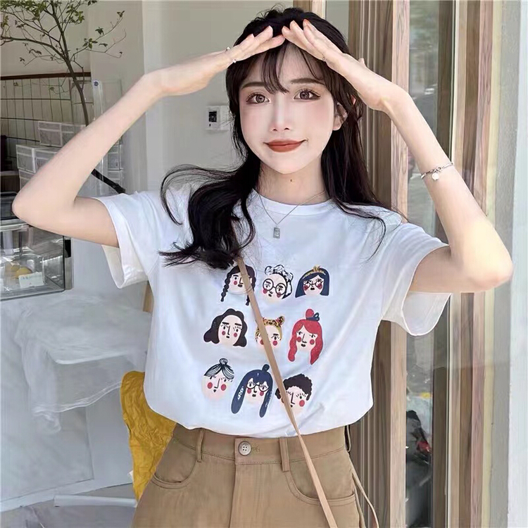New in early summer! [three thousand gold] loose cartoon printed short sleeve T-shirt a8005# ll