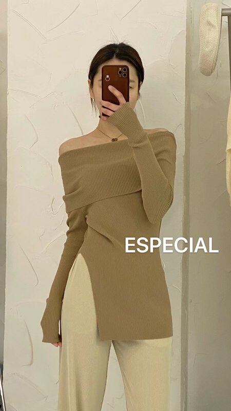 goods in stock! New year in early spring! [especial] off shoulder versatile slim knit 2211# XYJ