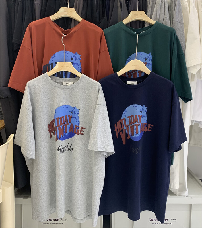 [sanbara] letter printed earth short sleeve T-shirt 9520\lsw