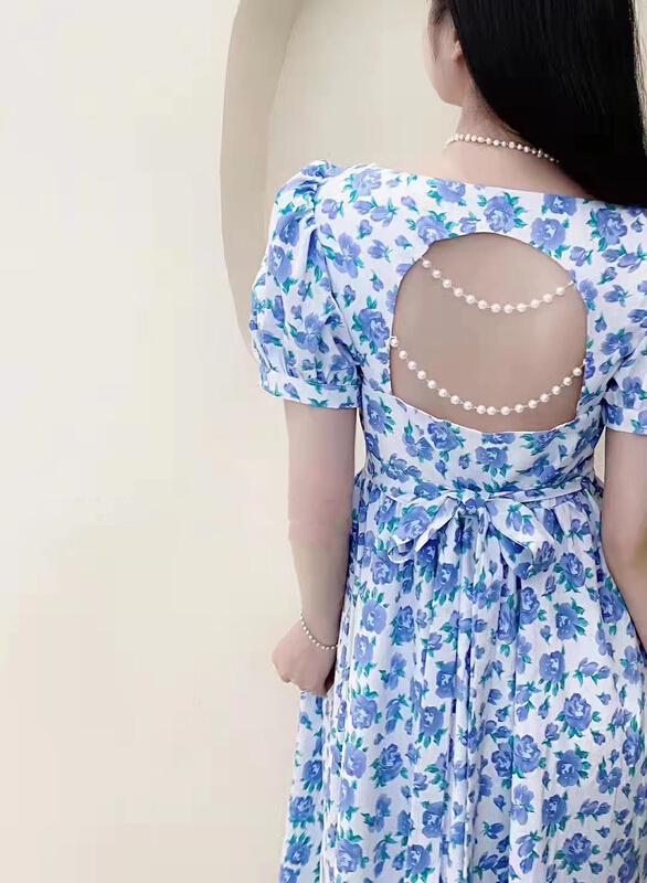 New in early summer! [JH] net red flower temperament dress (with chain) 41500# PCZ