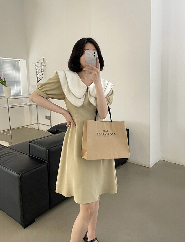 [lemon tree] Korean style fashion temperament doll neck dress 66328# XYY