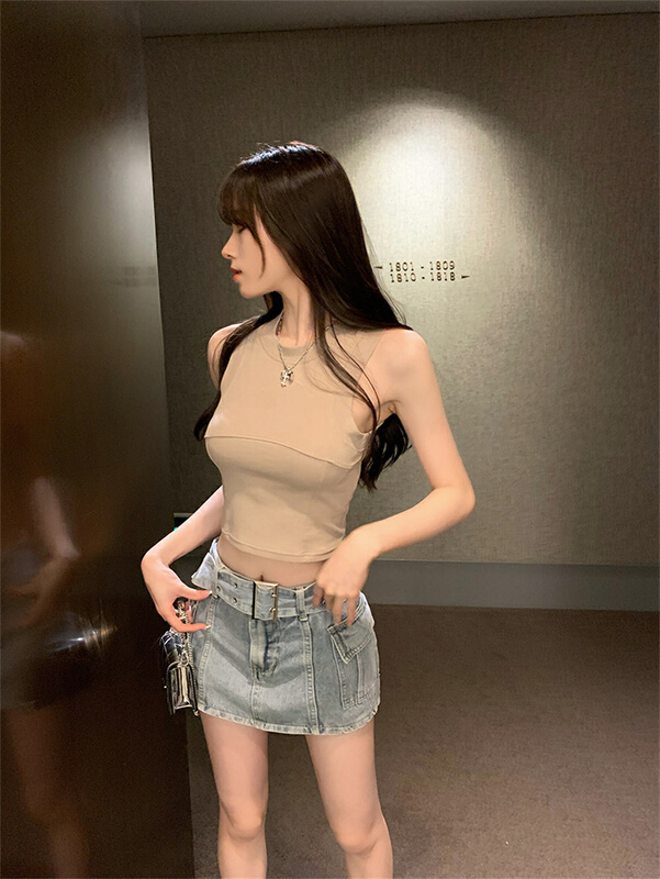 [DS +] hot girls' hip wrapped slim skirt pants (with belt) 3174# JJ