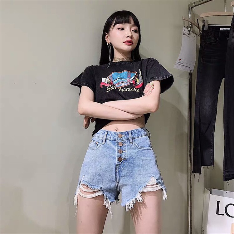 [Bobo] Korean casual rough denim shorts 6973# cqw