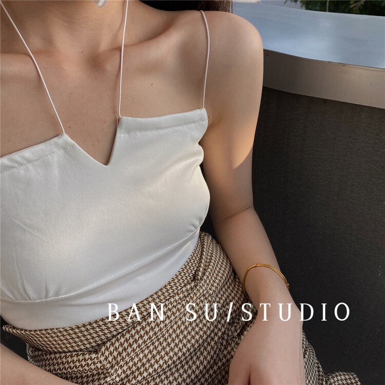 [semi plain] sexy neck hanging slim fit vest (excluding external matching) z035# ZSY