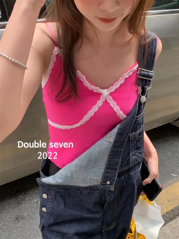 New in early summer! [double seven] Korean V-neck LACE VEST / sling 28271# zxx