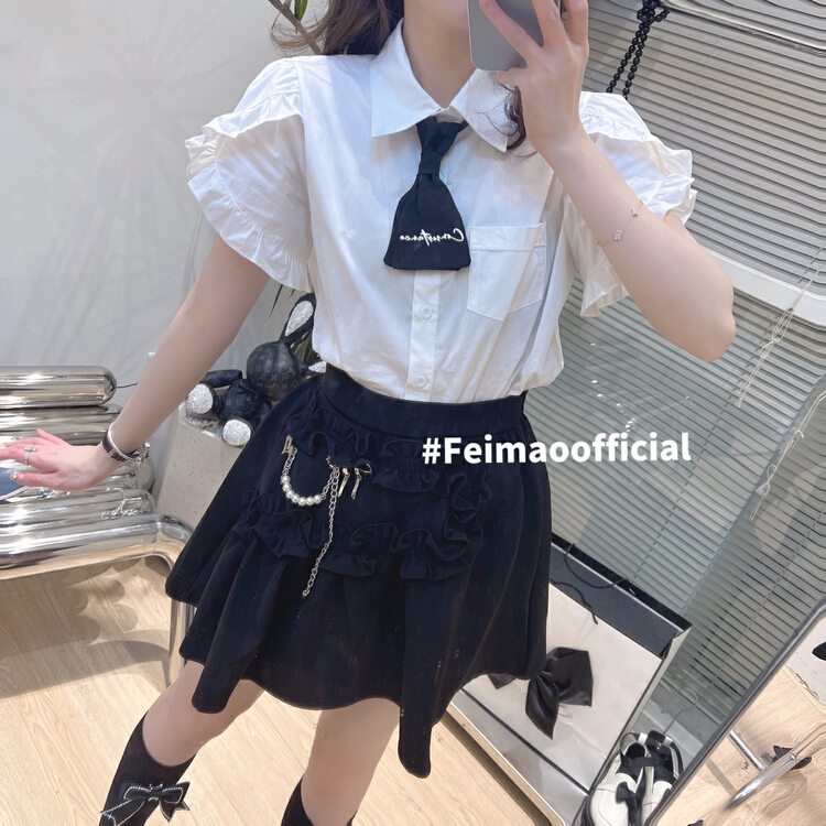 goods in stock! New in early summer! [Feimao Philippine cat] Korean Pullover solid color small shirt ym-7080# LSL