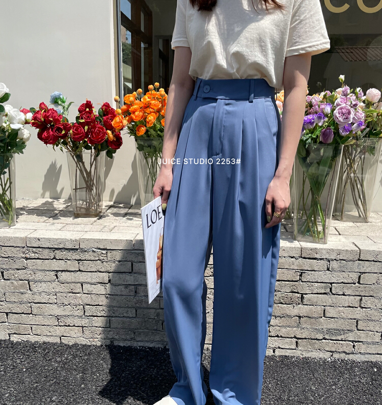 New in early summer! Korean version of high waist, thin and drooping, versatile trousers 2253# ll