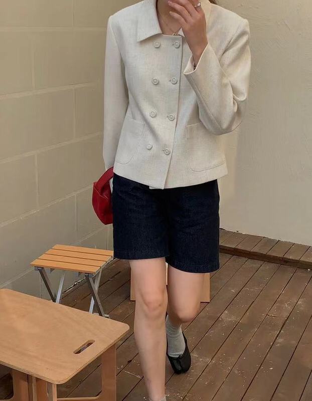 goods in stock! New year in early spring! [bluepops] double breasted versatile short coat a2071# zxl