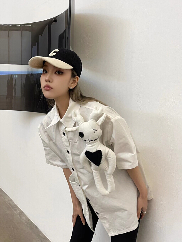 [Nancy] niche design three-dimensional decoration deer love doll short sleeve shirt (with detachable doll) ds003# WPL