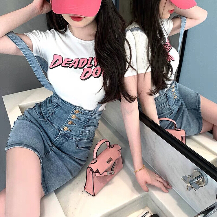 [good] Korean versatile simple denim skirt 7618# JJ