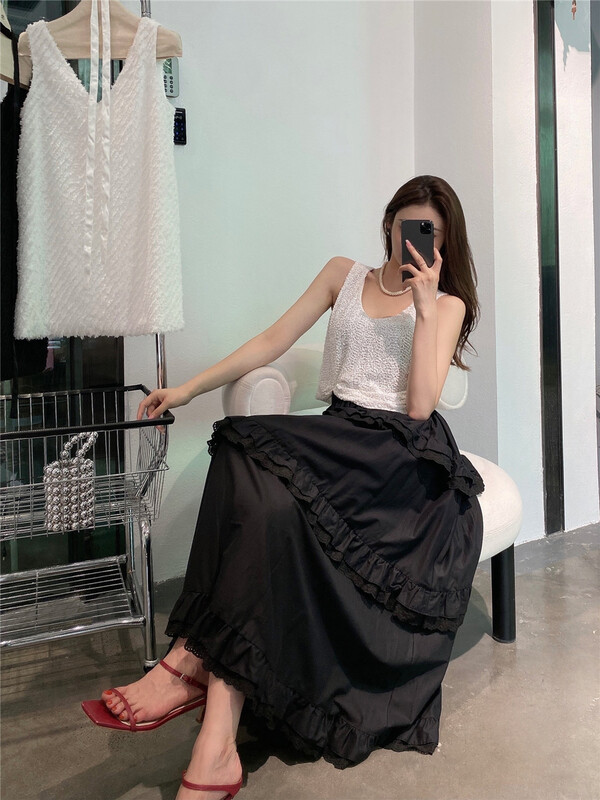 [modern 197] Korean solid color pleated skirt 5610# hyy