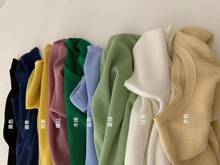 [bloom place] solid color simple retro crew neck pullover m6228# CLS