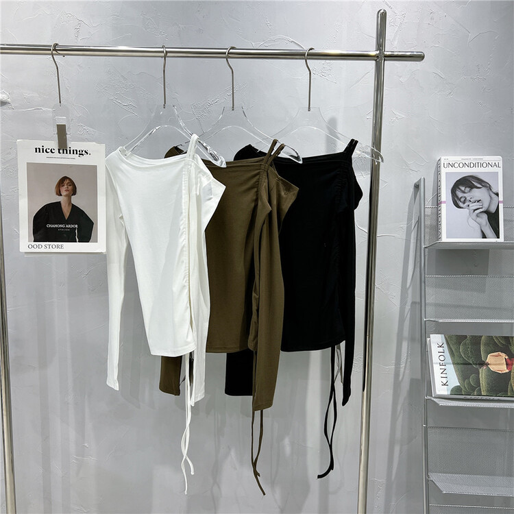 早春上新!【WHITE】韓版簡約系帶打底衫  88138#  WPL
