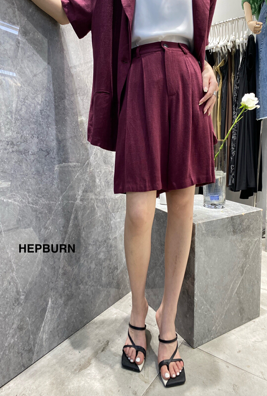 [Hepburn Hepburn] high quality linen five point trousers 3653# L