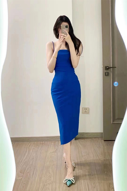 New in early summer! [Yandian] Korean slim solid suspender dress 266# JJ