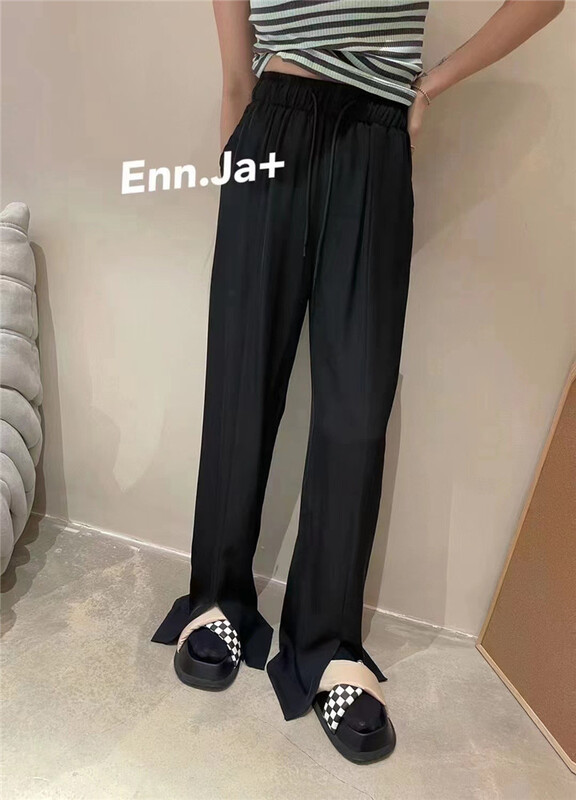 【F】 Korean high waist lace up slit casual pants 1325# HBx