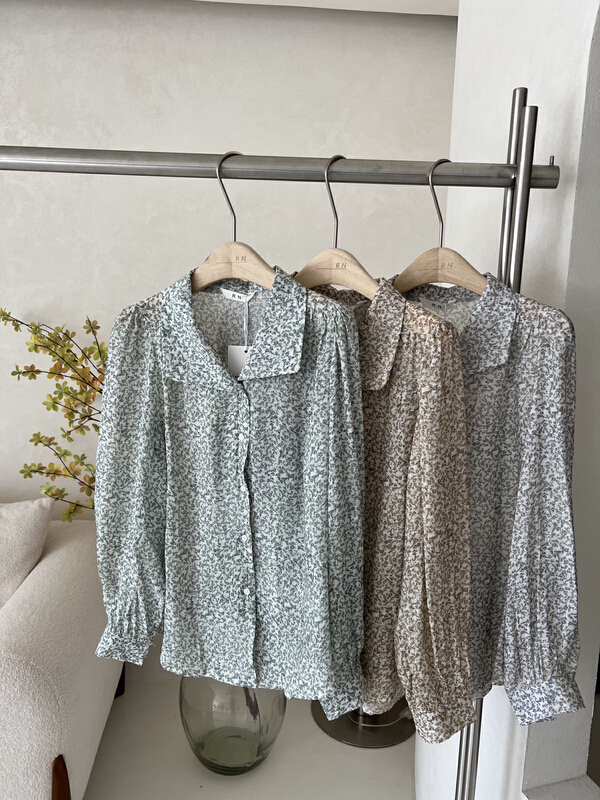 New year in early spring! [R n] Korean retro sweet broken flower blouse 80368# ll