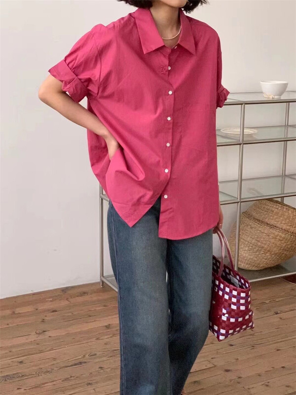 【IF SHOP】韓風時尚設計小口袋短袖襯衫  09278#  CLS