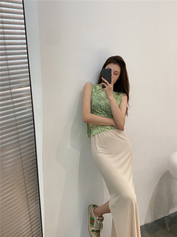 [modern 197] solid color slim and versatile skirt 5622# GYJ