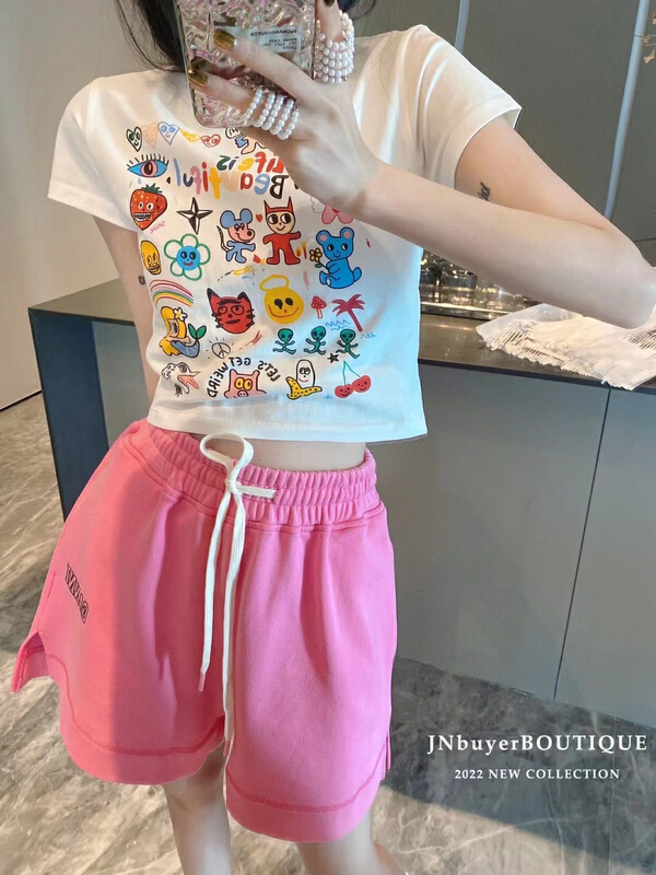 [kakamee] niche DESIGN EMBROIDERED letters casual shorts 3957# LSL