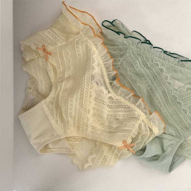 [inside] French temperament sexy pure desire double Ruffle underwear ka1020-3# zxl