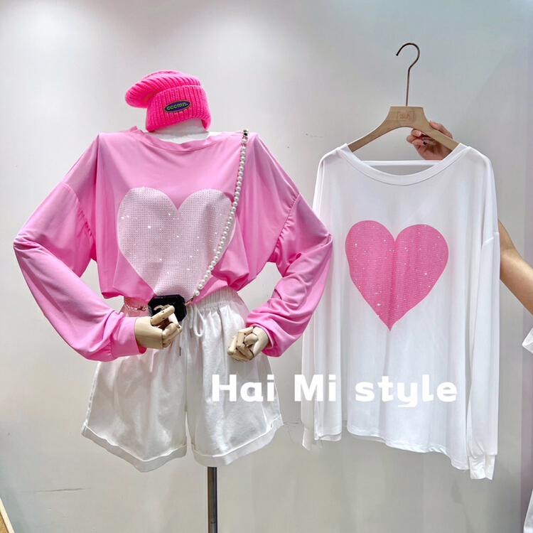 [Haimi] Korean fashion versatile love sunscreen shirt (only sunscreen shirt) 1827# WTT